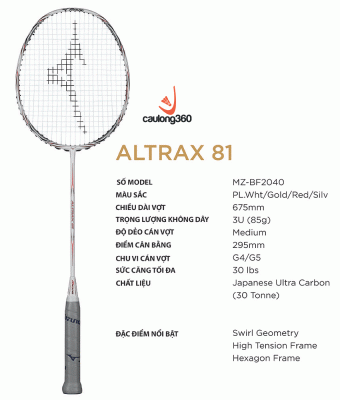 vợt cầu lông Mizuno ALTRAX 81 trắng