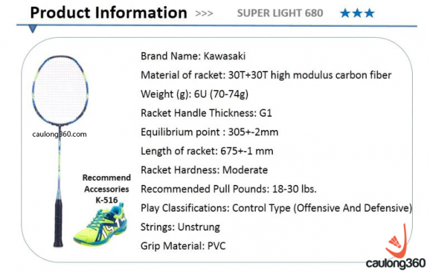 Vợt cầu lông Kawasaki Super Light 680