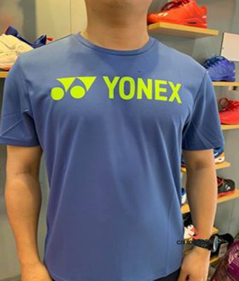 Áo cầu lông Yonex xanh biển họa tiết xanh lá