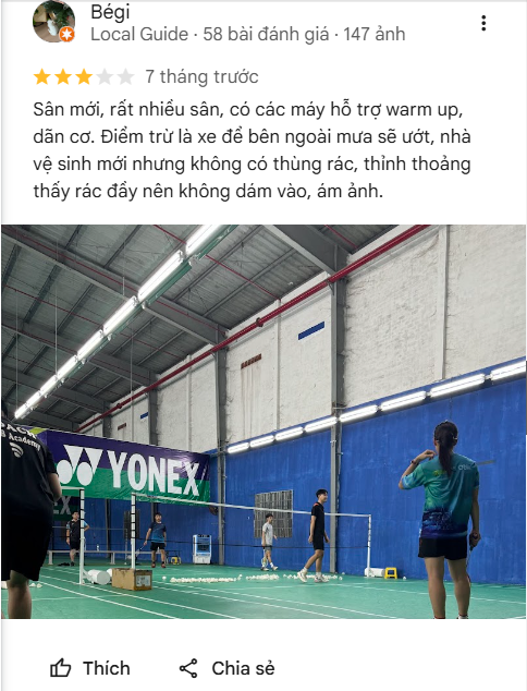 đánh giá sân cầu lông an bình